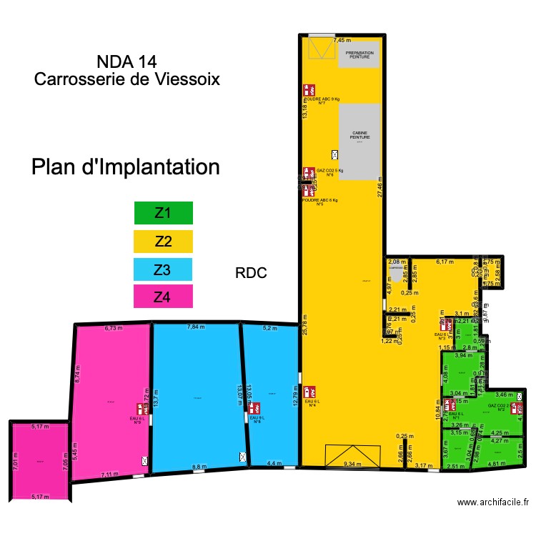 NDA 14 Carrosserie Viessoix Plan D'Implantation. Plan de 10 pièces et 795 m2