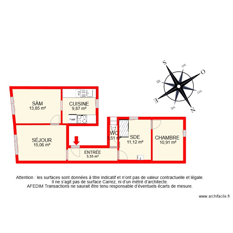 BI25681. Plan de 8 pièces et 68 m2