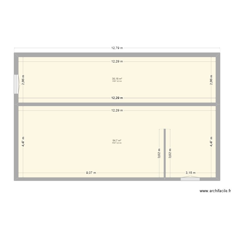 PLAN CHARLEVALE TT. Plan de 2 pièces et 90 m2