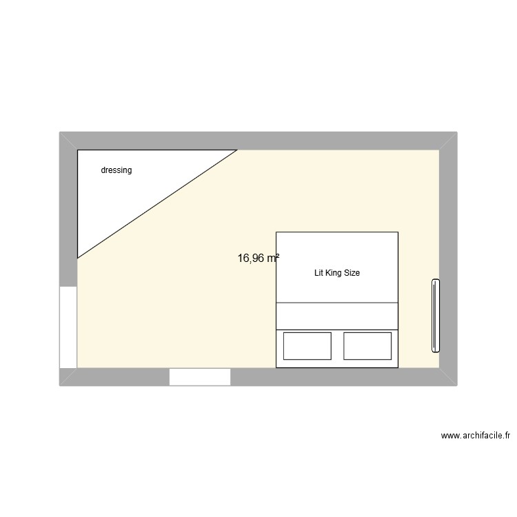 chambre bas. Plan de 1 pièce et 17 m2