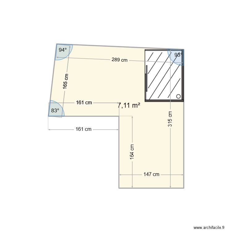 sdb st anonin. Plan de 1 pièce et 7 m2