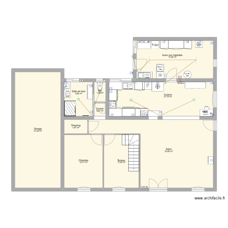 Elec suite renov. Plan de 10 pièces et 137 m2