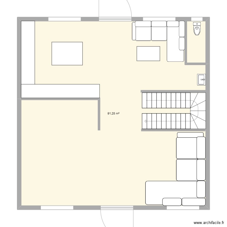 RDC im. Plan de 1 pièce et 91 m2