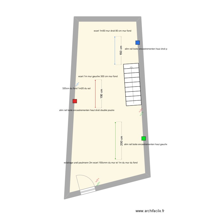 lumiere rdc. Plan de 1 pièce et 30 m2