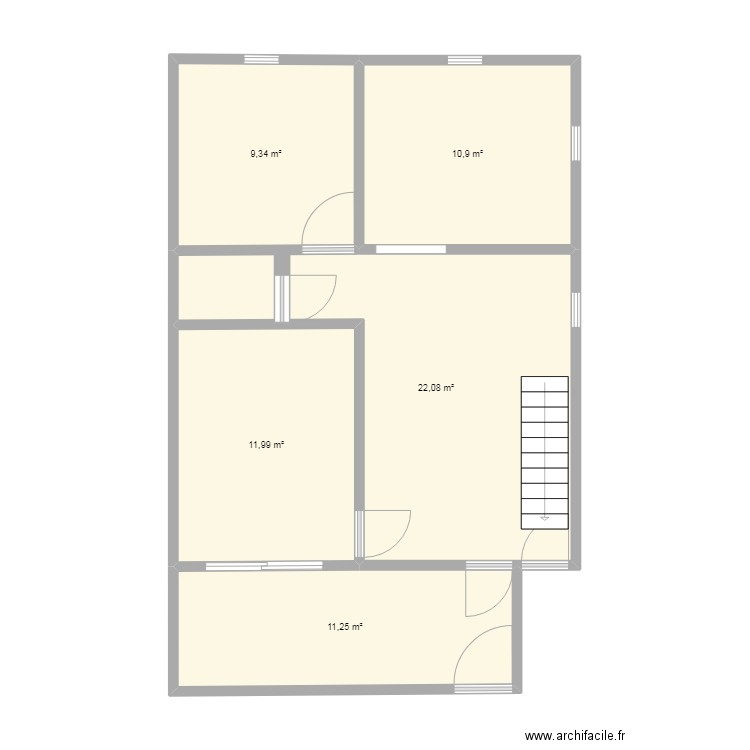 tagh. Plan de 5 pièces et 66 m2