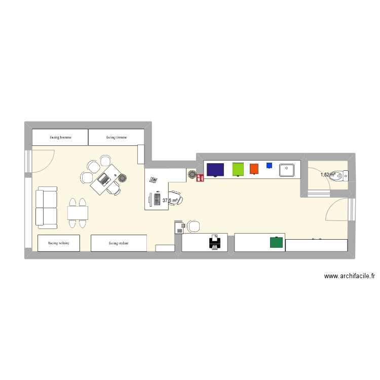 magasin seclin optic. Plan de 2 pièces et 39 m2