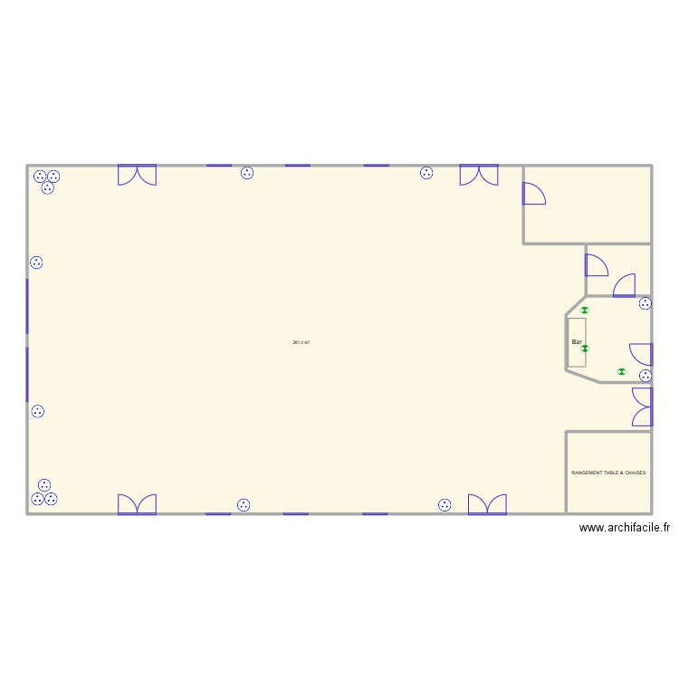 Salle Marais de Guines. Plan de 5 pièces et 298 m2