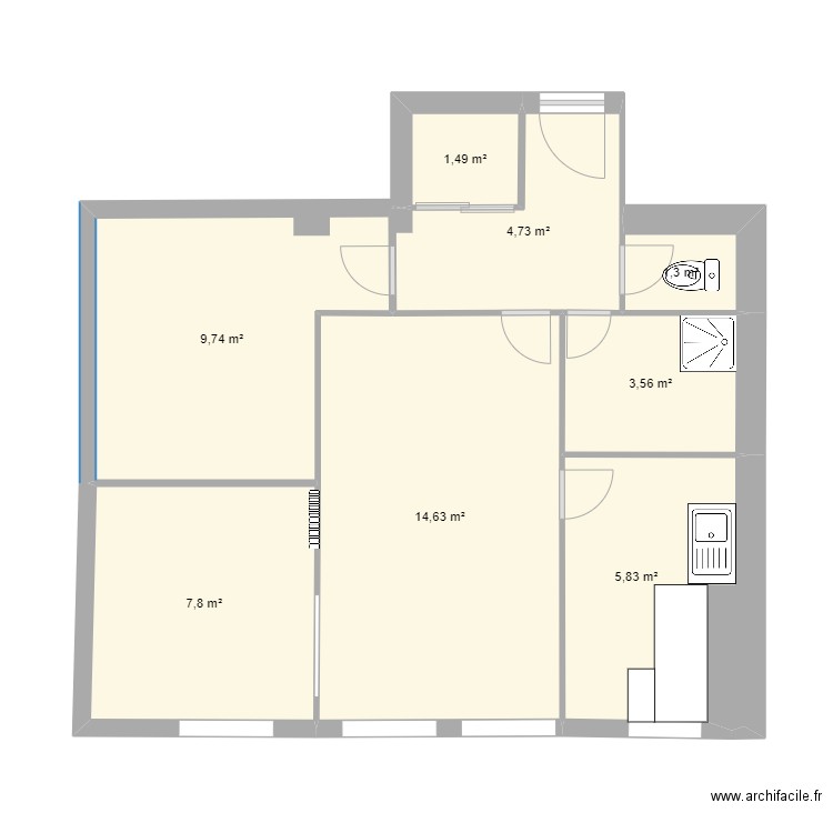 apparte dijon. Plan de 8 pièces et 49 m2