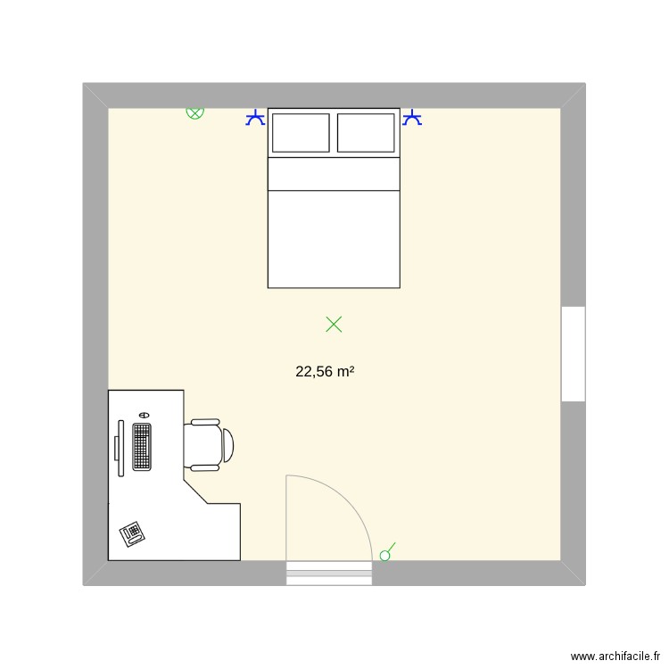 djyftc. Plan de 1 pièce et 23 m2