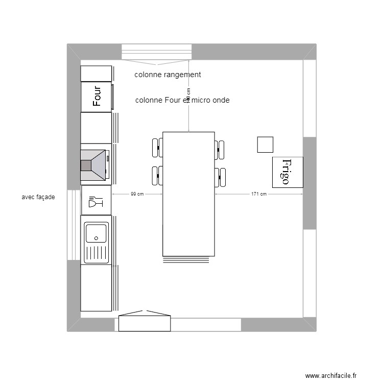 cuisine dessus . Plan de 1 pièce et 22 m2