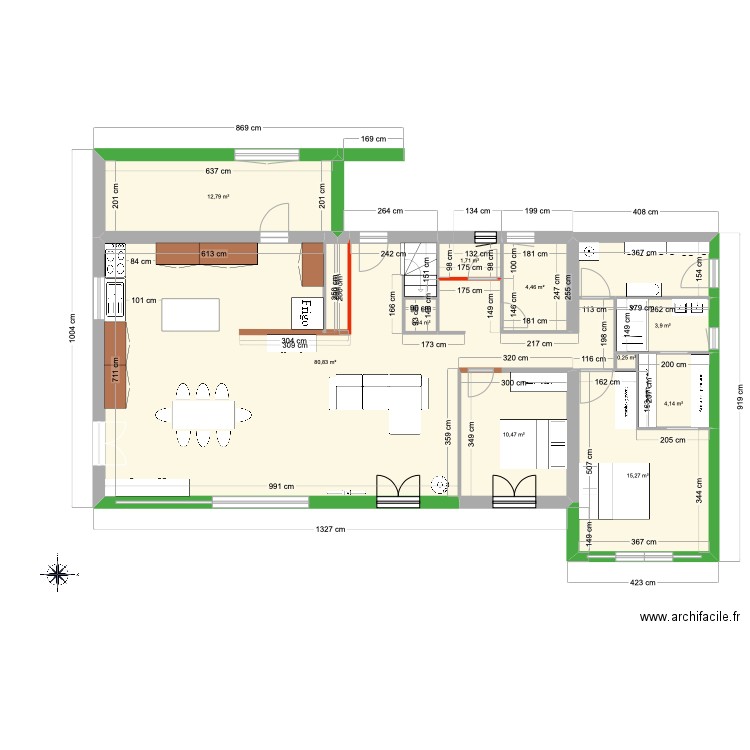 Le Parc de Lescar. Plan de 10 pièces et 135 m2