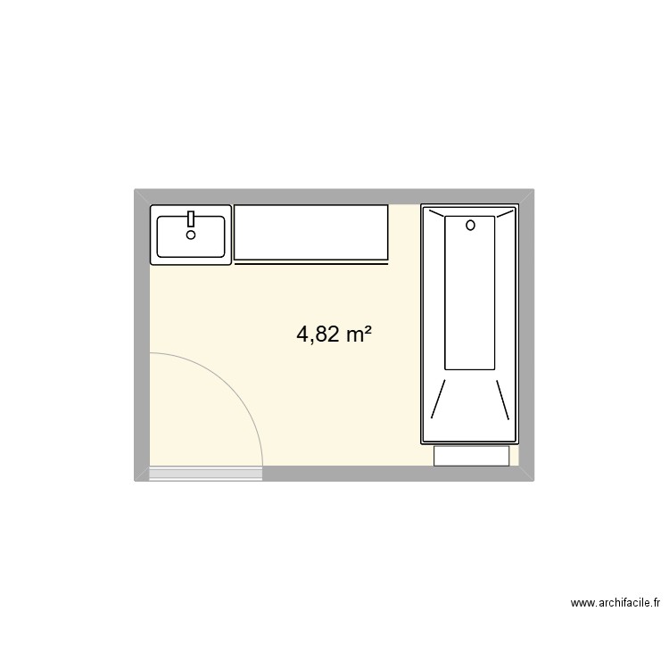 Salle de bain du bas. Plan de 1 pièce et 5 m2