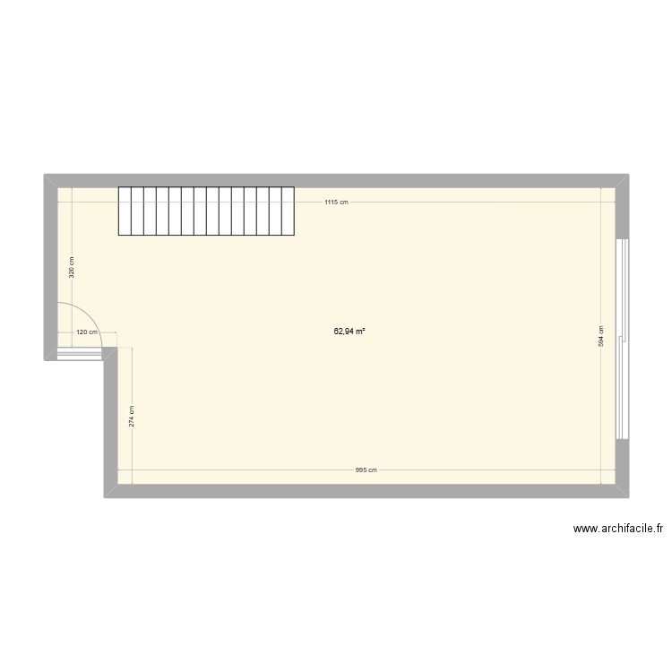 RdC Claira. Plan de 1 pièce et 63 m2