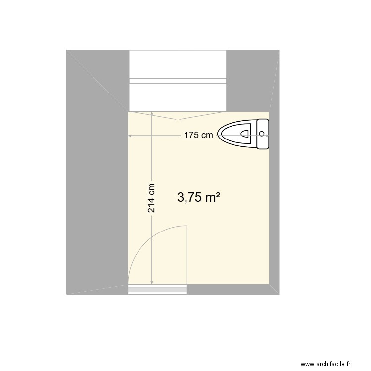 SDB. Plan de 1 pièce et 4 m2