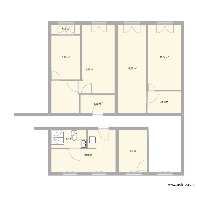 fbg st martin. Plan de 10 pièces et 71 m2