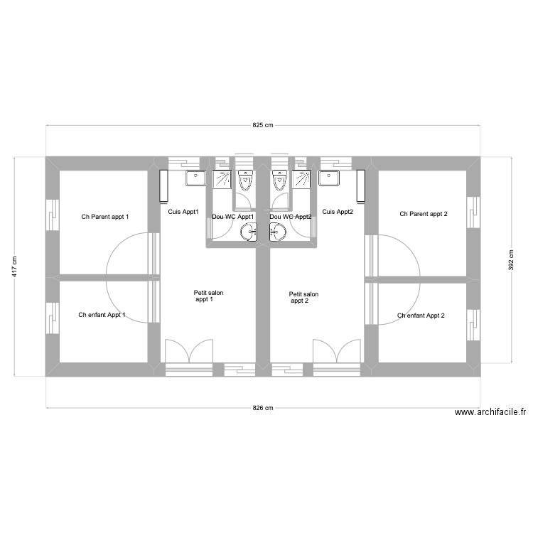 Plan nonot. Plan de 9 pièces et 25 m2