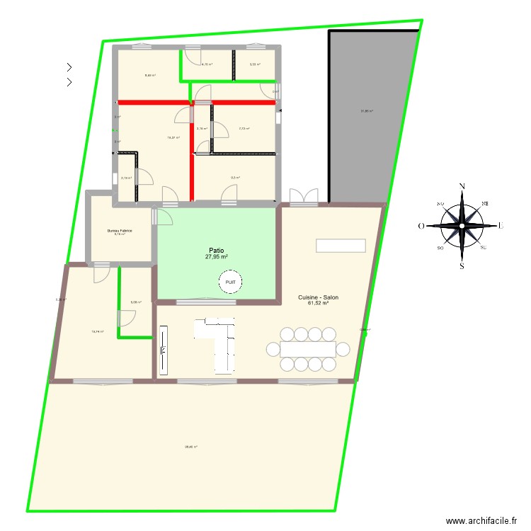 plan Fabrice v cible allegé 4 chambres. Plan de 20 pièces et 312 m2