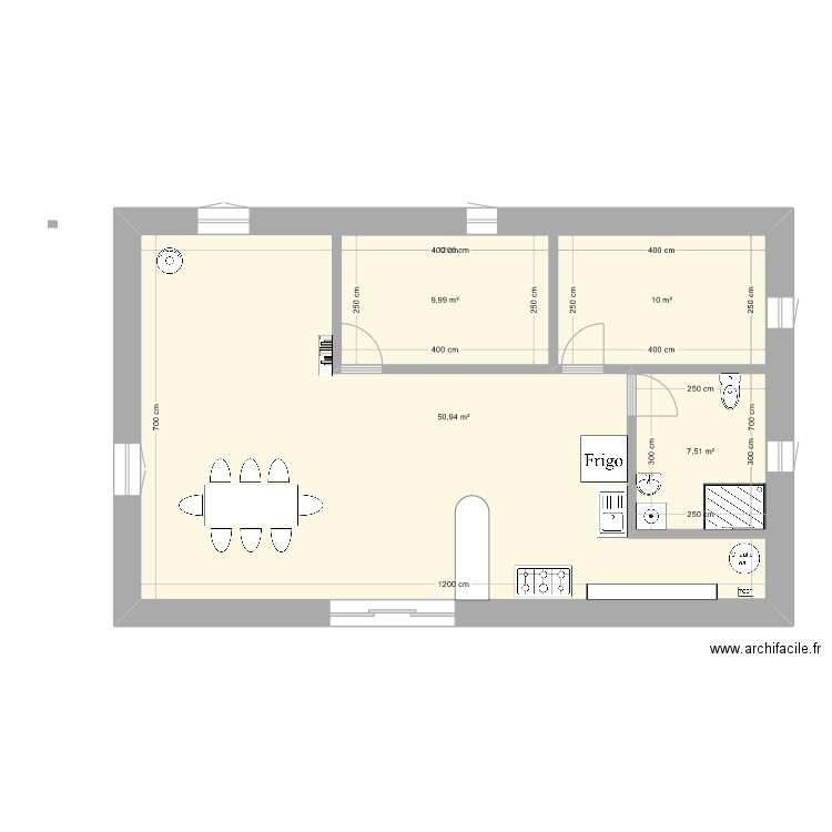 Chamière. Plan de 4 pièces et 111 m2