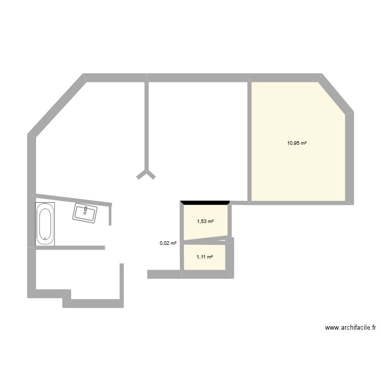 T3 Vincennes. Plan de 4 pièces et 14 m2