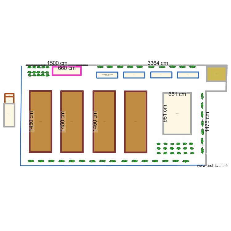 JARDIN . Plan de 14 pièces et 424 m2