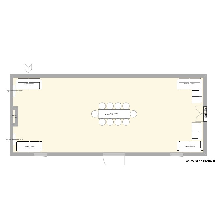 locale2. Plan de 2 pièces et 111 m2