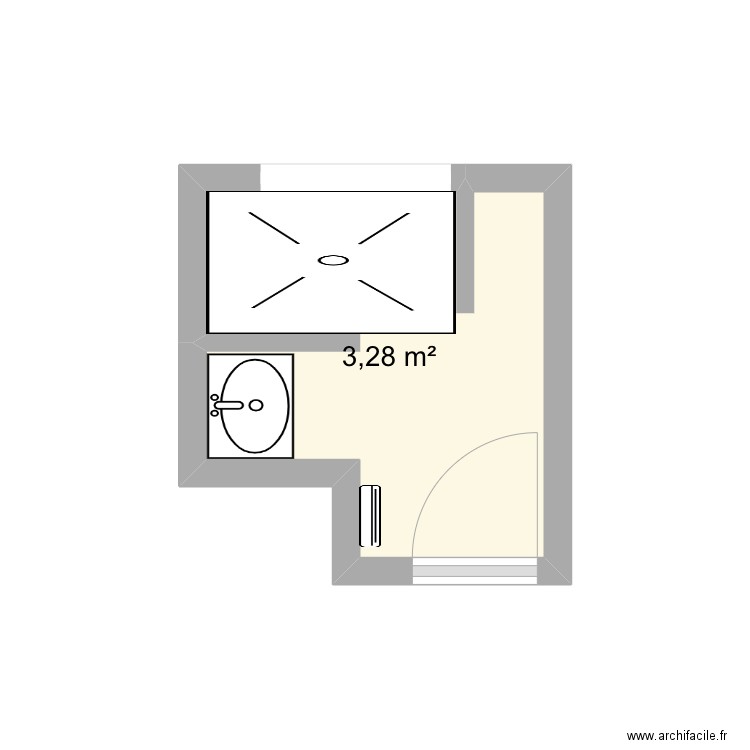 SDB ECOLE. Plan de 1 pièce et 3 m2