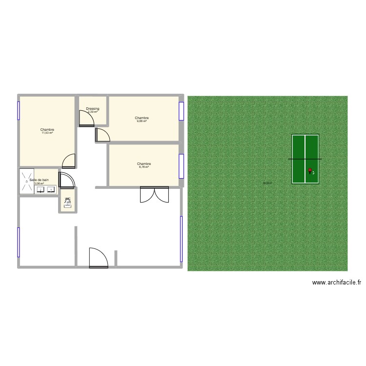 TEST AMENAGEMENT. Plan de 6 pièces et 37 m2