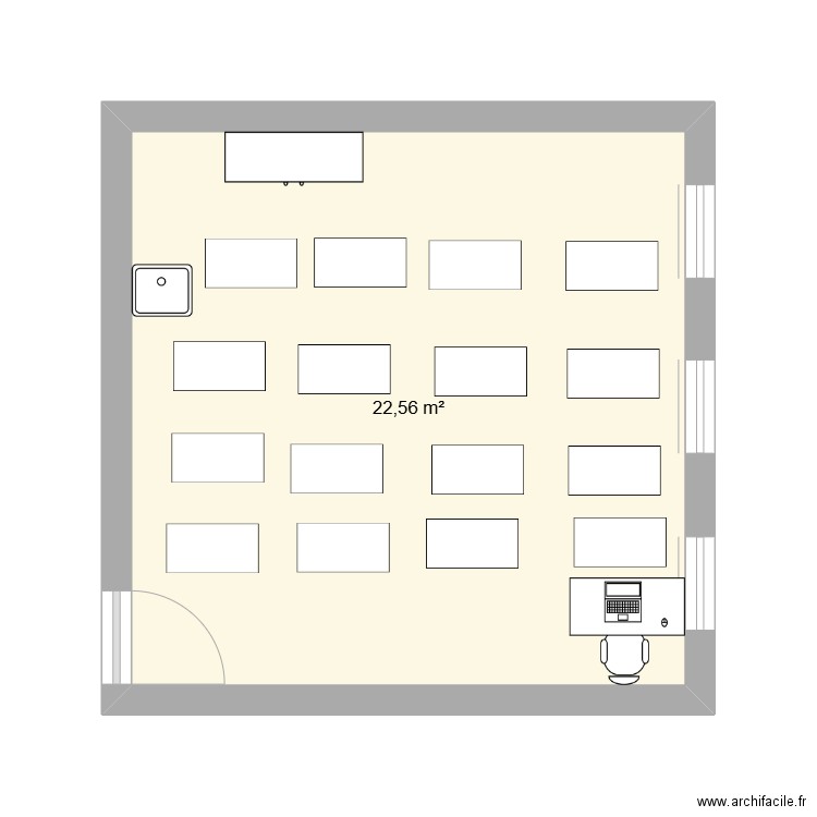 classe 214. Plan de 1 pièce et 23 m2