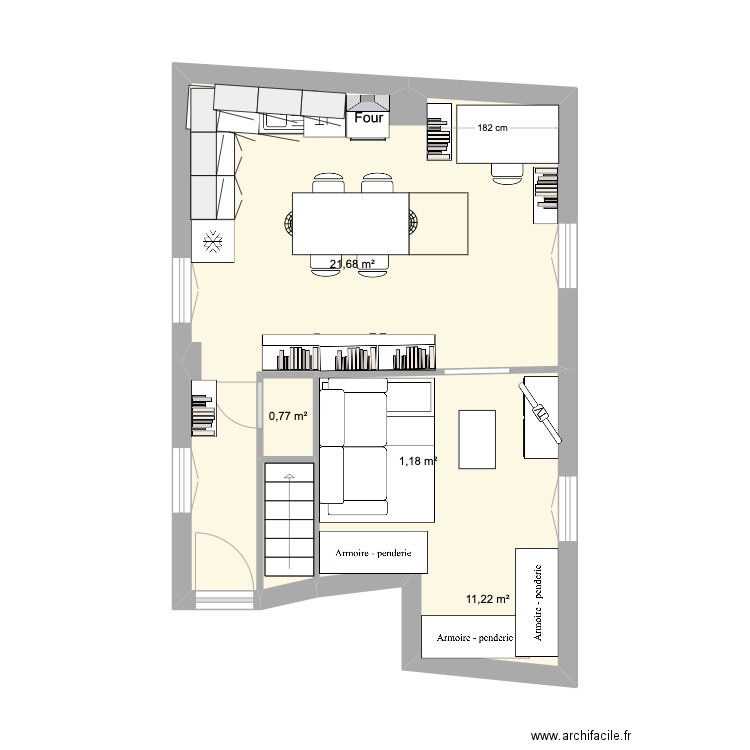 F3 Pasteur Duplex. Plan de 13 pièces et 118 m2