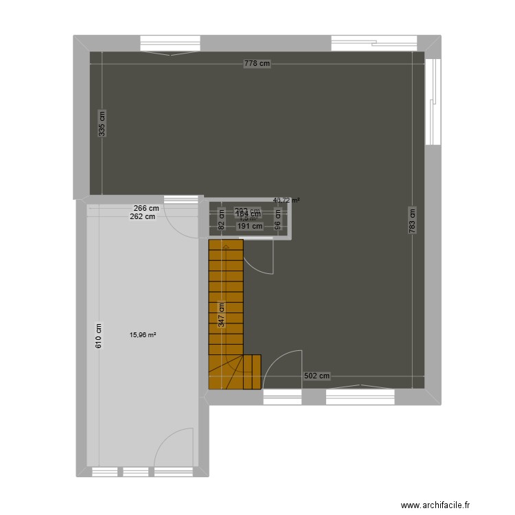 Actuel - RDC. Plan de 3 pièces et 64 m2