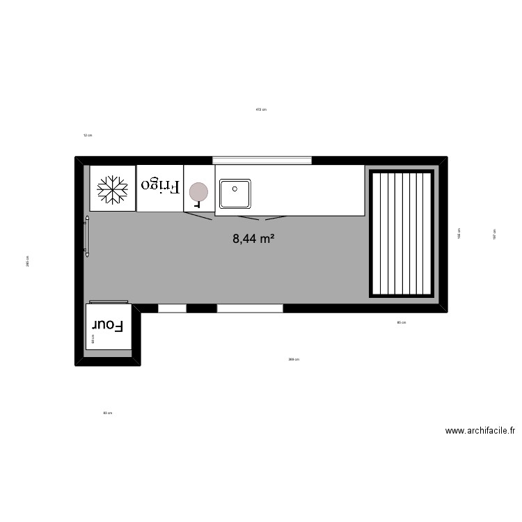 buanderie. Plan de 1 pièce et 8 m2