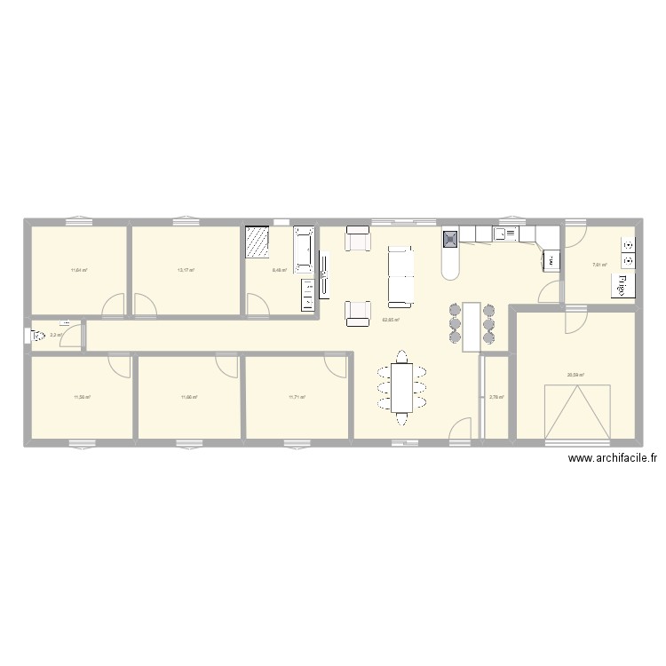 Maison à construire. Plan de 11 pièces et 164 m2