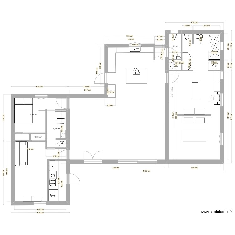 JOLLY SAN NICOLAO. Plan de 5 pièces et 16 m2