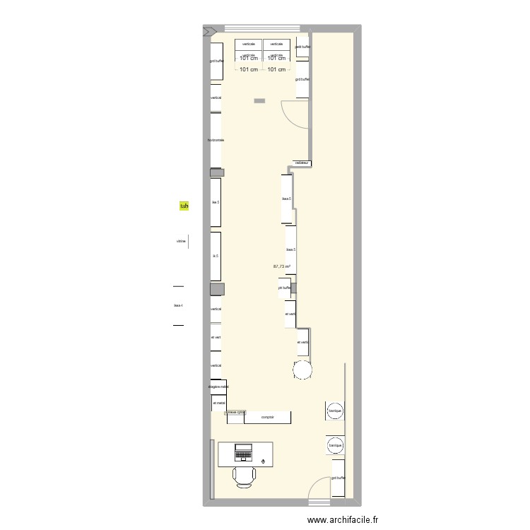 7090. Plan de 1 pièce et 88 m2