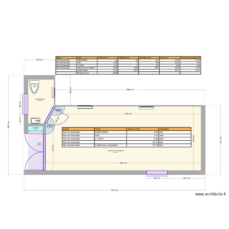 DS RÉNOV CH PARENTALE. Plan de 4 pièces et 17 m2