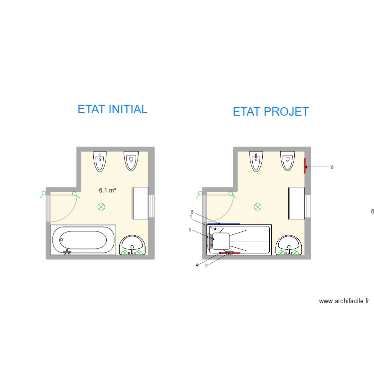 FISCHER. Plan de 2 pièces et 12 m2