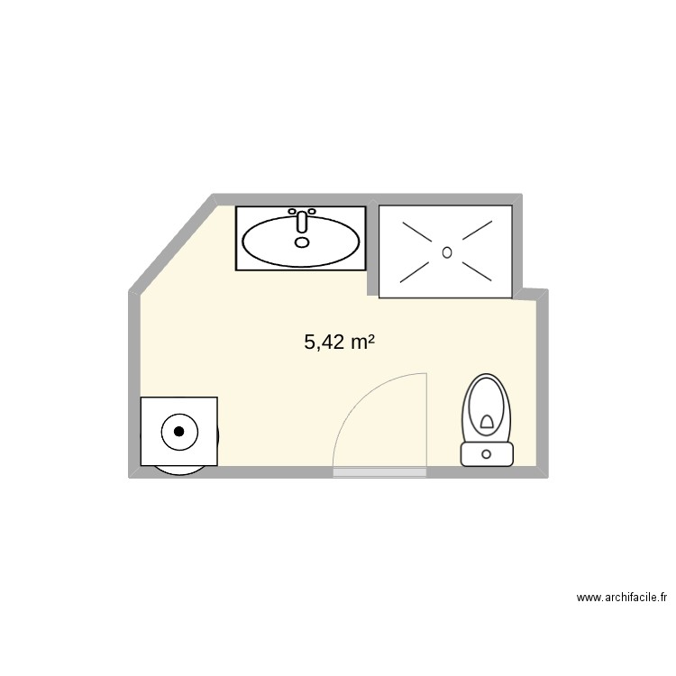 Salle de bain paris. Plan de 1 pièce et 5 m2