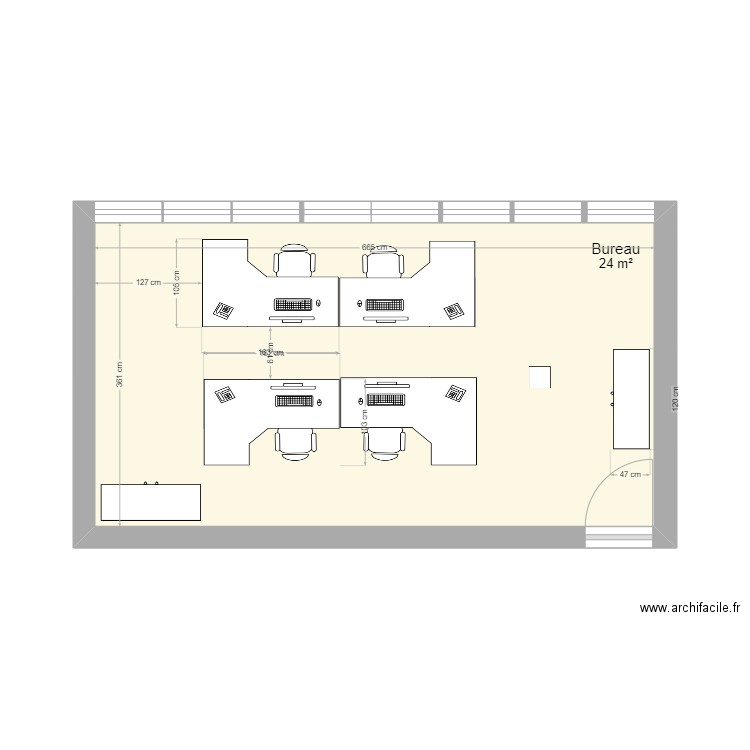 TAS PM. Plan de 1 pièce et 24 m2