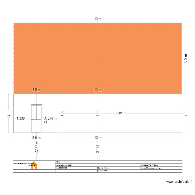 facade plan de coupe sud. Plan de 0 pièce et 0 m2