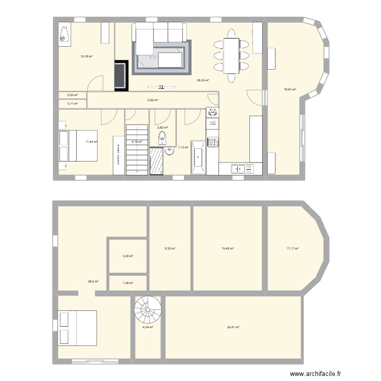 maison. Plan de 18 pièces et 192 m2