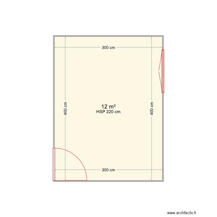 Labo. Plan de 1 pièce et 12 m2