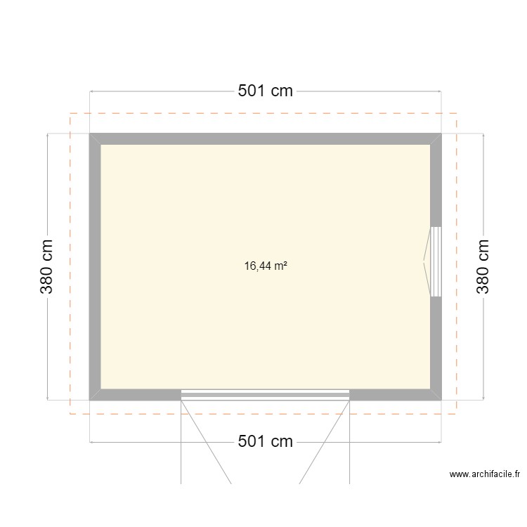 Abrijardin. Plan de 1 pièce et 16 m2