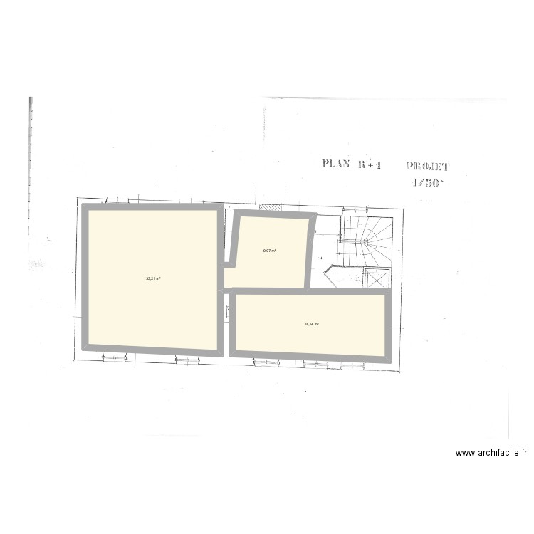 R+1 dax secours catho. Plan de 3 pièces et 59 m2