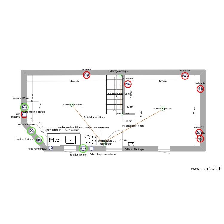 dependance rdc. Plan de 1 pièce et 29 m2