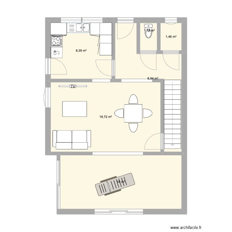 Julie. Plan de 6 pièces et 55 m2