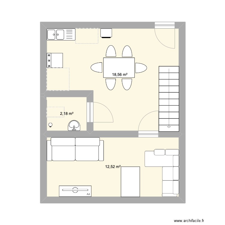 Maison Colin. Plan de 3 pièces et 33 m2