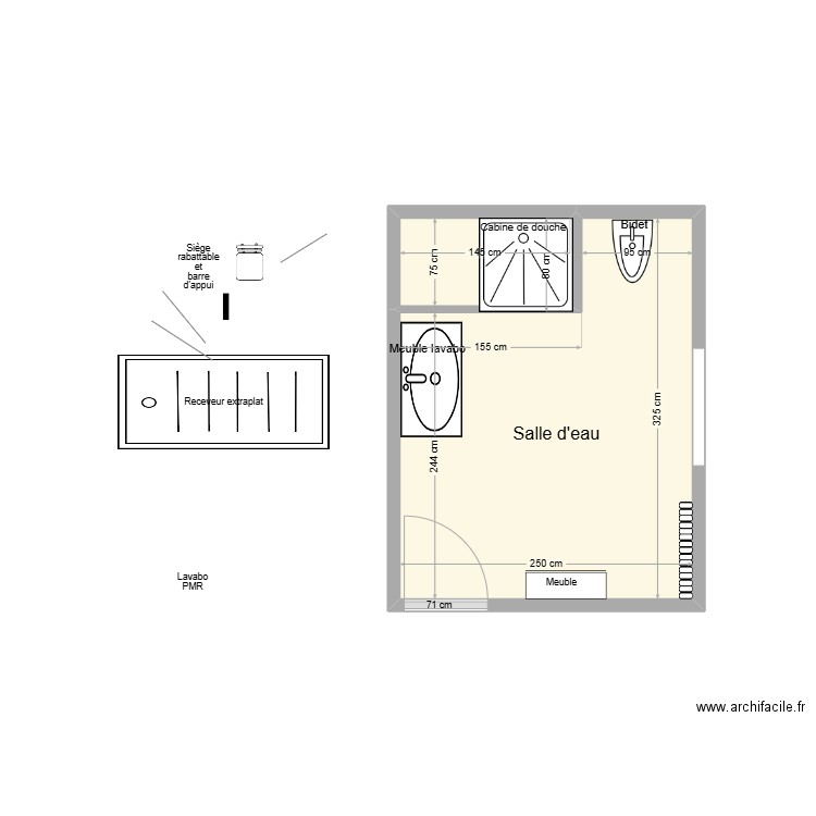 PIQUEMAL Existant. Plan de 2 pièces et 8 m2