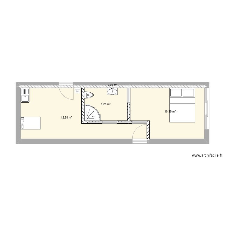 Petitjean. Plan de 4 pièces et 27 m2