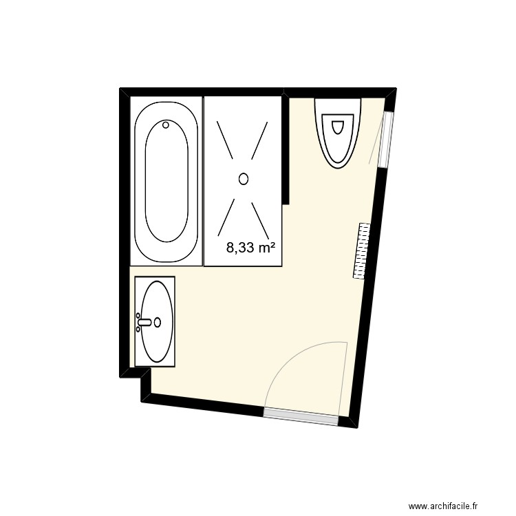 SdB Rdc. Plan de 1 pièce et 8 m2