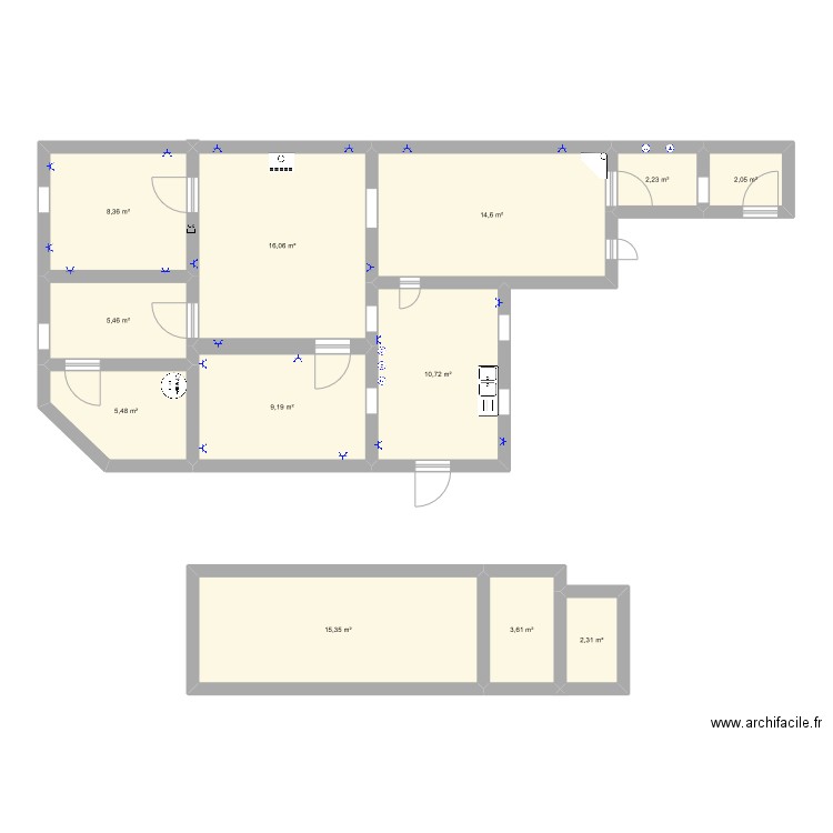 Houdeng. Plan de 12 pièces et 95 m2